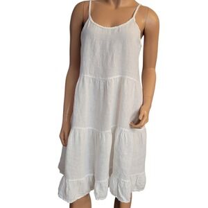 Valentina Naldi Dress Made in Italy Linen Tiered Ruffle White Size Large